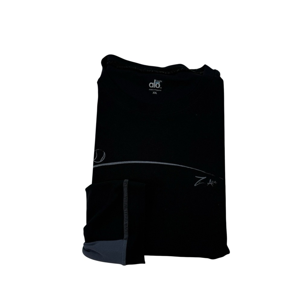 alo Fitness Coolfit Black Gray Colorblock‎ Long Sleeve Crewneck Shirt 2XL